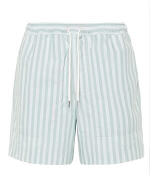 Maison Kitsune Mens Blue Striped Shorts Size L MSRP $419